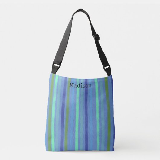 Sac Ajustable Bande couleur contemporaine douce + Nom (Devant)