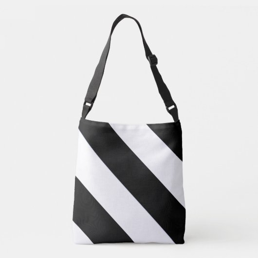 Sac Ajustable Bande large en diagonale noire et blanche classiqu (Dos)