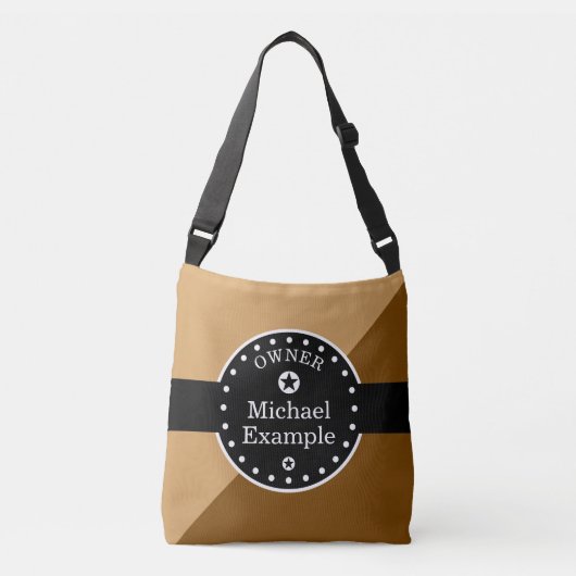 Sac Ajustable Bannière noire et rectangles - brun + vos idées (Devant)