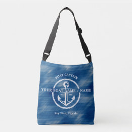 Sac Ajustable Bateau bleu marine Nom du capitaine Ancre