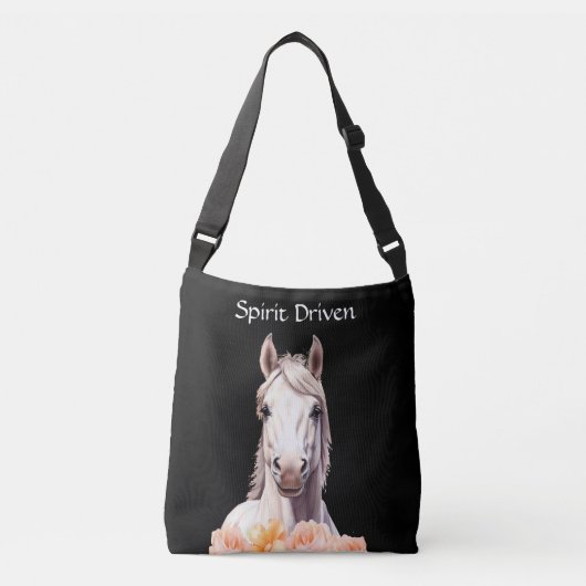 Sac Ajustable Beau Cheval et Fleurs roses Personnalisé (Devant)