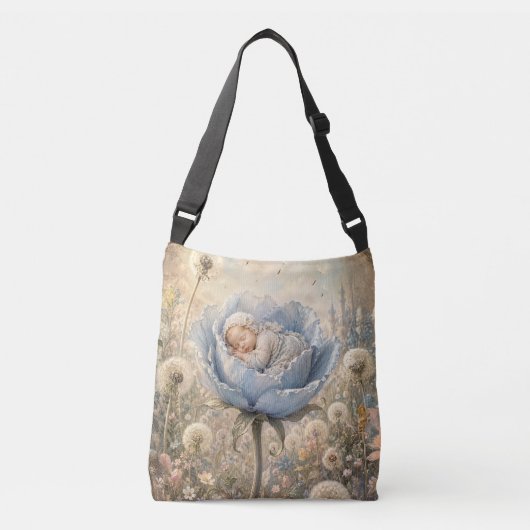 Sac Ajustable Bébé endormi dans une fleur bleue (Devant)