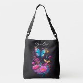 Sac Ajustable belle aquarelle chic Papillons fleurs roses (Dos)