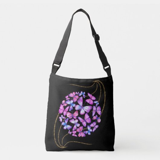 Sac Ajustable Belle Aquarelle Papillons avec Boule d'Or (Devant)