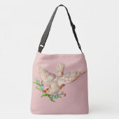 Sac Ajustable belle colombe blanche avec brindille dans la bouch (Dos)