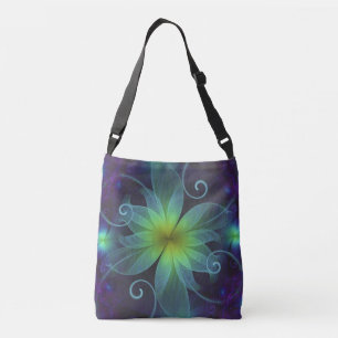 Sac Ajustable Belle fleur bleu-vert de fractale de lis