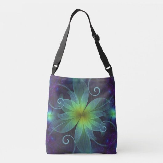 Sac Ajustable Belle fleur bleu-vert de fractale de lis (Dos)