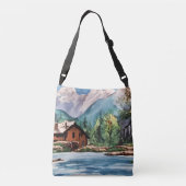 Sac Ajustable Belle peinture de maison de montagne  (Dos)