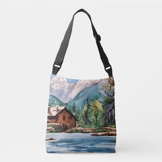 Sac Ajustable Belle peinture de maison de montagne  (Devant)