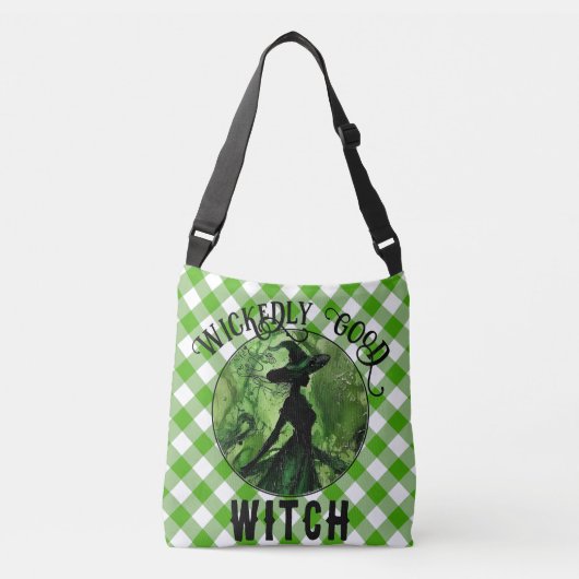 Sac Ajustable Belle Sorcière Peinte Vert En vichy Plaid (Devant)