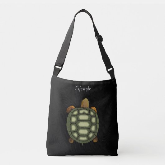 Sac Ajustable Belle tortue verte en noir (Devant)