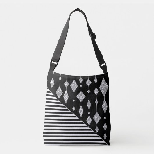 Sac Ajustable Black and white, abstract, geometric, simple, scan (Devant)
