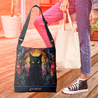 Black Cat Vitrail Rouge Éffrayant