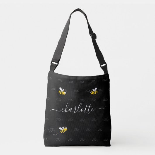 Sac Ajustable Black happy bumble abeilles été fun humour monogra (Devant)