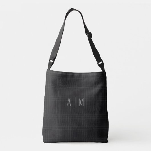 Sac Ajustable Black Scottish Tartan Custom Initial Monogram (Dos)