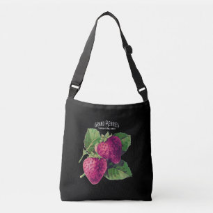 Sac Ajustable Black Vintage Fruit Fraise Ajouter Votre Nom