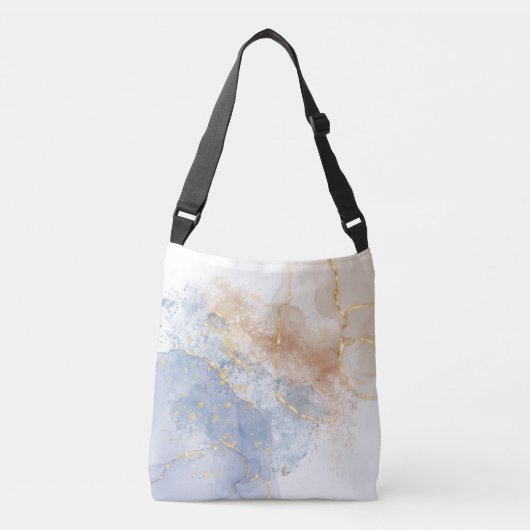 Sac Ajustable Bleu Abstrait, Taupe et Or (Devant)