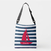 Sac Ajustable Bleu Bleu Bleu Blancs Monogramme Bateau Rouge (Devant)