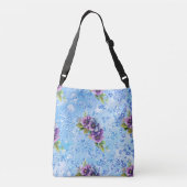 Sac Ajustable Bleu Bokeh Bling Purple & Blue Flowers (Dos)