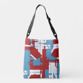 Sac Ajustable Bleu clair blanc sur rouge foncé Motif géométrique (Dos)