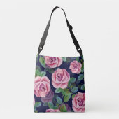 Sac Ajustable Bleu foncé, Roses Roses Rose Aquarelle. (Dos)
