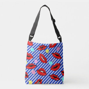 Sac Ajustable Bleu lèvres rouges