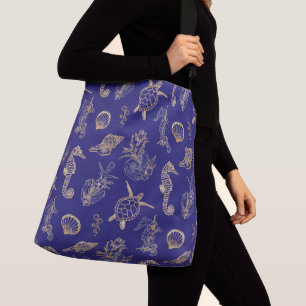 Sac Ajustable Bleu Nautique & Or Luxe Vie Marine Côtière