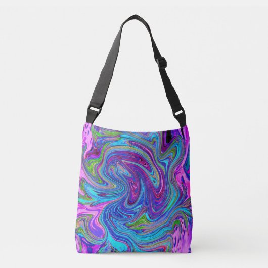 Sac Ajustable Bleu, Rose et Violet Groovy Art Abstrait Rétro (Devant)