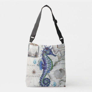 Sac Ajustable Bleu vintage de carte d'hippocampe