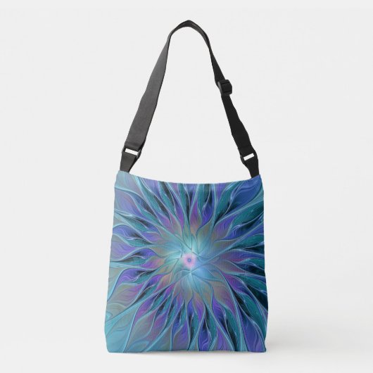 Sac Ajustable Blue Purple Flower Dream Abstrait Fractal Art (Devant)