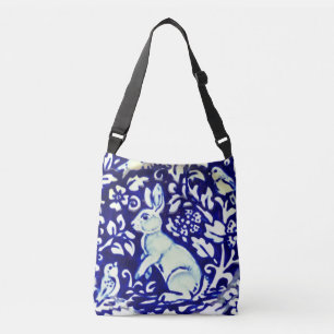 Sac Ajustable Blue, White Aqua Rabbit Birds Feuilles Shopping Fo