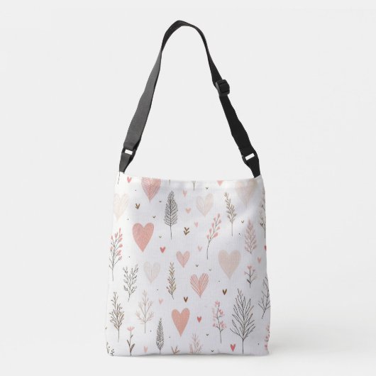 Sac Ajustable Blush Hearts & Botanical Seamless Pattern (Dos)