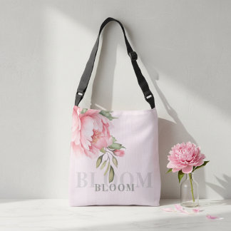 Sac Ajustable Blush Pink Peony Floral | Elegant Watercolor Tote