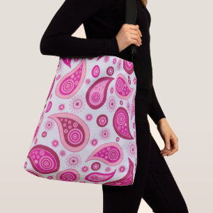 SAC AJUSTABLE BOHO BOHEMIAN PINK PAISLEY CROSSBODY BAG