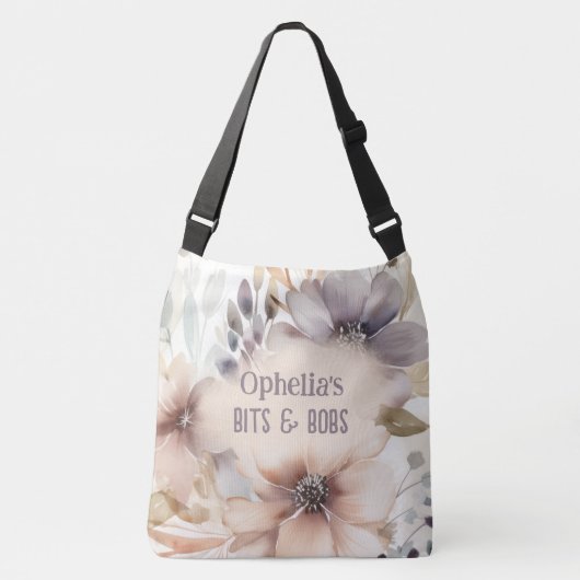 Sac Ajustable Boho Chic Florals Feuilles Nom bébé (Devant)