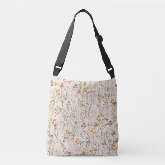 Sac Ajustable Boho Fleur sauvage Tout-Sur-Impression Épaule Beig (Devant)
