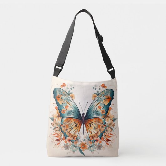 Sac Ajustable Boho Floral Blossom Butterfly Meadow Aquarelle (Devant)