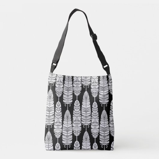 Sac Ajustable Boho plumes : motif noir et blanc (Dos)