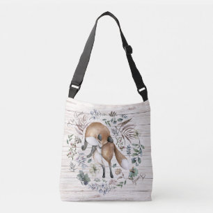 Sac Ajustable Bois vieilli Nom du monogramme Floral Fox