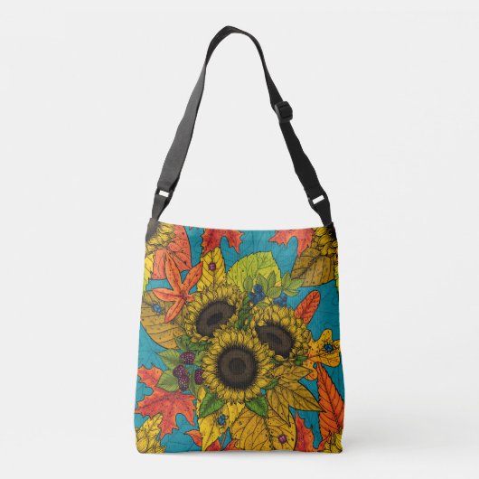 Sac Ajustable Bouquet d'automne en bleu (Dos)