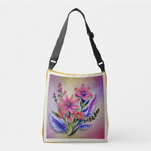 Sac Ajustable Bouquet de fleurs à l'aquarelle, fond coloré