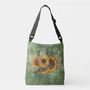 Sac Ajustable Bouquet de tournesol vintage Ephémère verte
