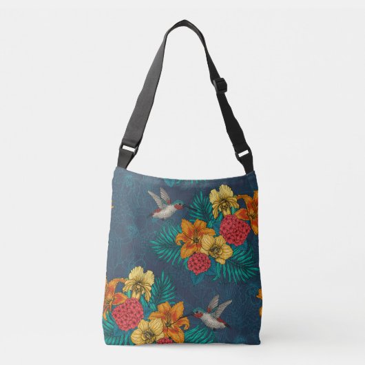 Sac Ajustable Bouquet et colibris tropicaux (Devant)