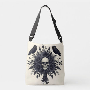 Sac Ajustable Bouquet Goth avec trois crânes et deux hiboux