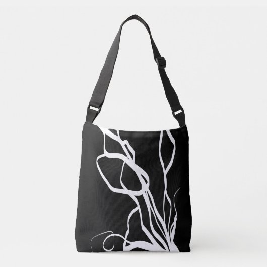 Sac Ajustable Bouquet Noir : Abstrait noir et blanc (Devant)