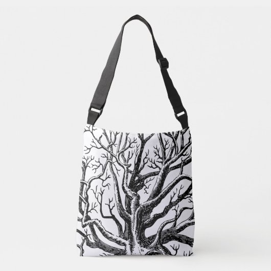 Sac Ajustable Branches rustiques Abstraites en noir et blanc (Devant)