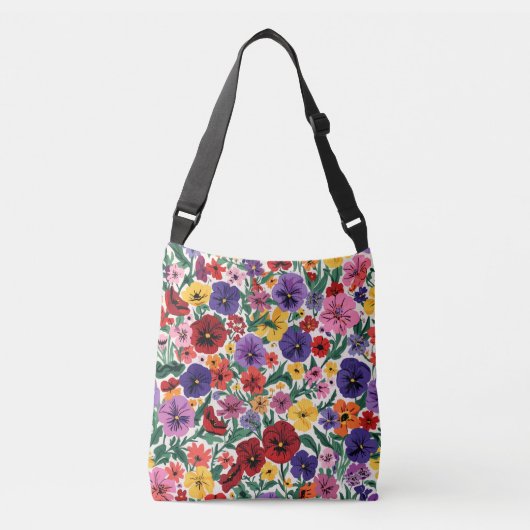 Sac Ajustable Bright Spring Pansies Floral Garden Pattern (Devant)