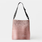 Sac Ajustable Brushed metal rose Gold Pink Glitter Monogram (Dos)