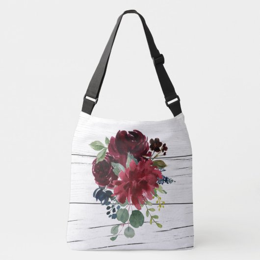 Sac Ajustable Burgundy Floral Elegant Rustique Aquarelle (Devant)