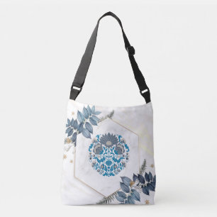 Sac Ajustable Cadre floral bleu élégant